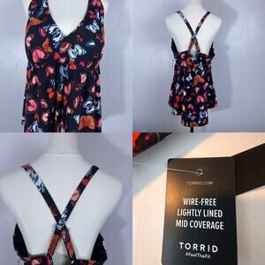 Torrid NWT Butterfly Print Halter Wireless Tankini Top Beach Plus Sz3(22/24)